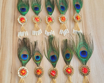 Broches multicolores morpankh, broches de plumas de pavo real, regalos de bienvenida de boda, broches Baarati, regalos al por mayor, regalos de boda indios,