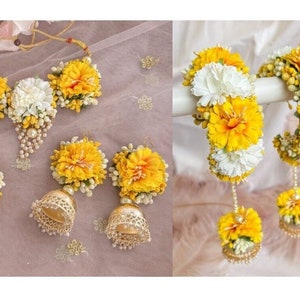 yellow haldi floral jewelry yellow white floral jewelry bridal floral jewelry with kalire white yellow