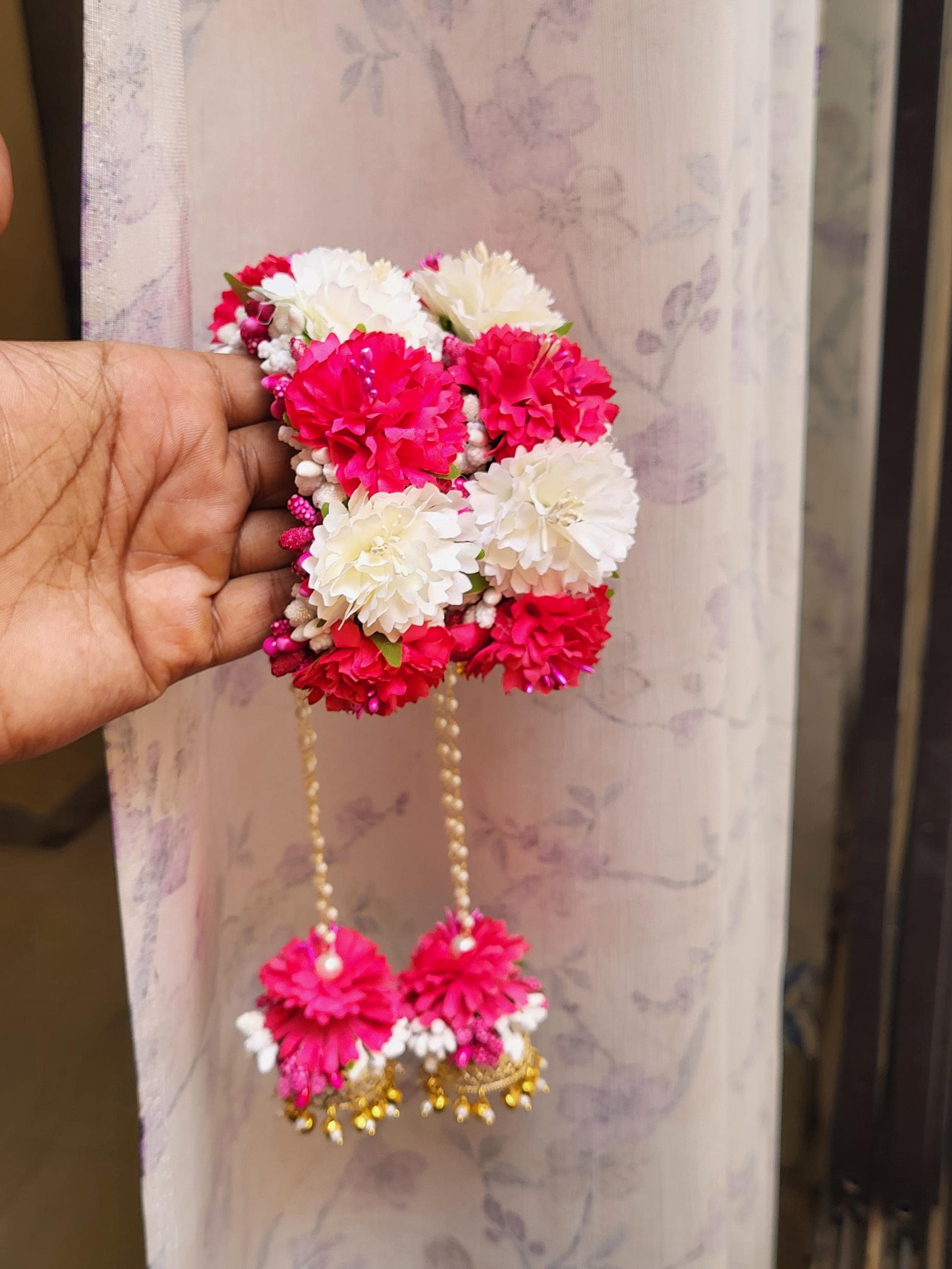 Yellow white Bridal haldi floral Banglers with kalire Bridal haldi floral  kalire jewelry Flower jewelry for haldi ADJUSTABLE floral bangles