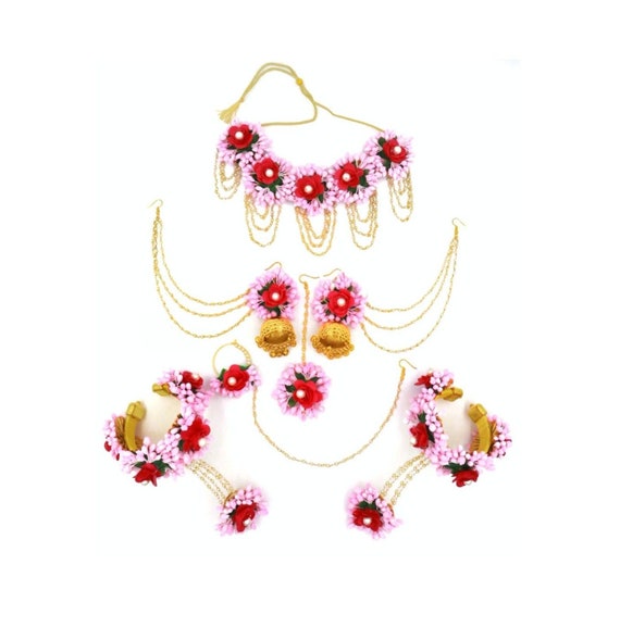 Pink Babypink Haldi Floral Jewelry Bridal Floral Jewelry Floral