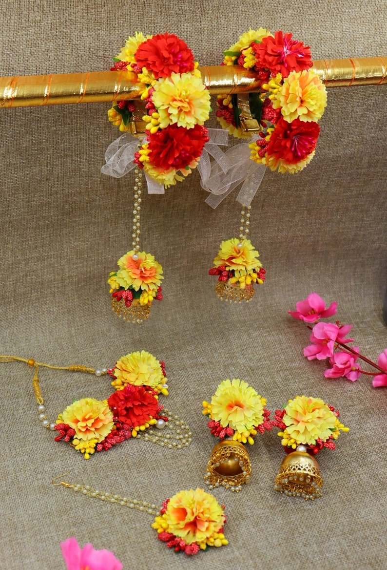 Red yellow floral jewelry