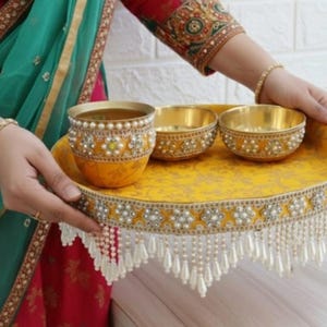 Decorative thali set  Shagun Thali   Karwachauth Thali Set   Welcome Thali   Pooja Thali Set   Indian pooja thali set