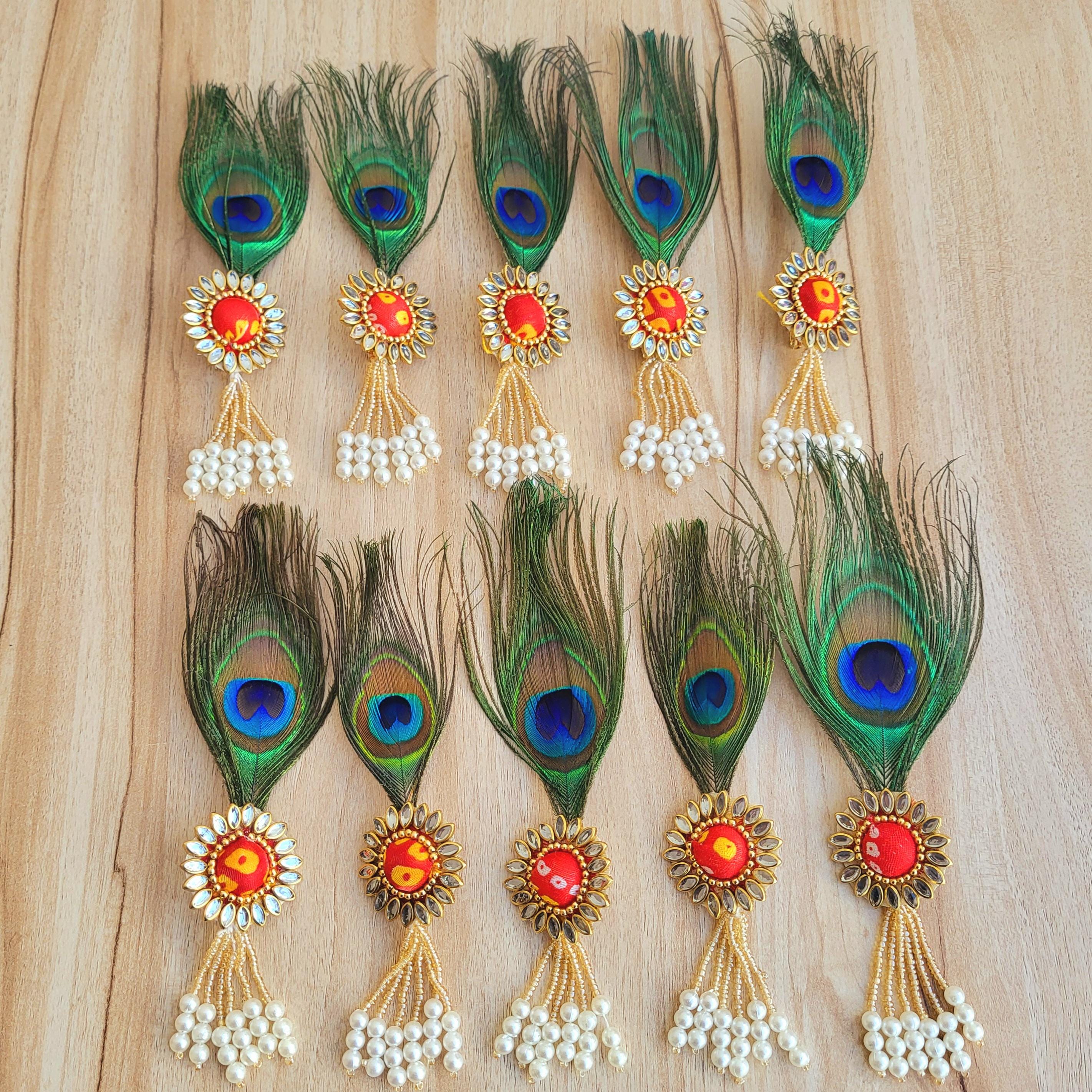 Morpankh Multicolour Brooches, Peacock Feather Brooches, Wedding