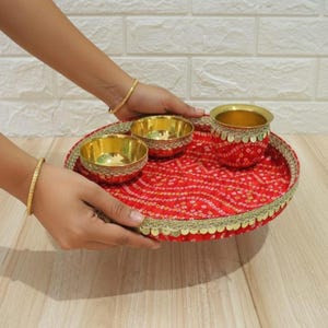 Decorative thali set  Shagun Thali   Karwachauth Thali Set   Welcome Thali   Pooja Thali Set   Indian pooja thali set