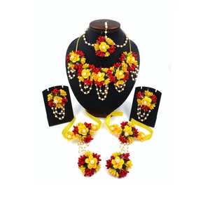Haldi floral jewelry yellow red bridal haldi floral jewelry babyshower floral jewelry