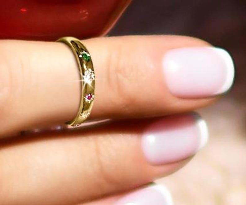 Emerald Green Gold Ring Crystal Rhinestones Semi Precious Stones Open ...
