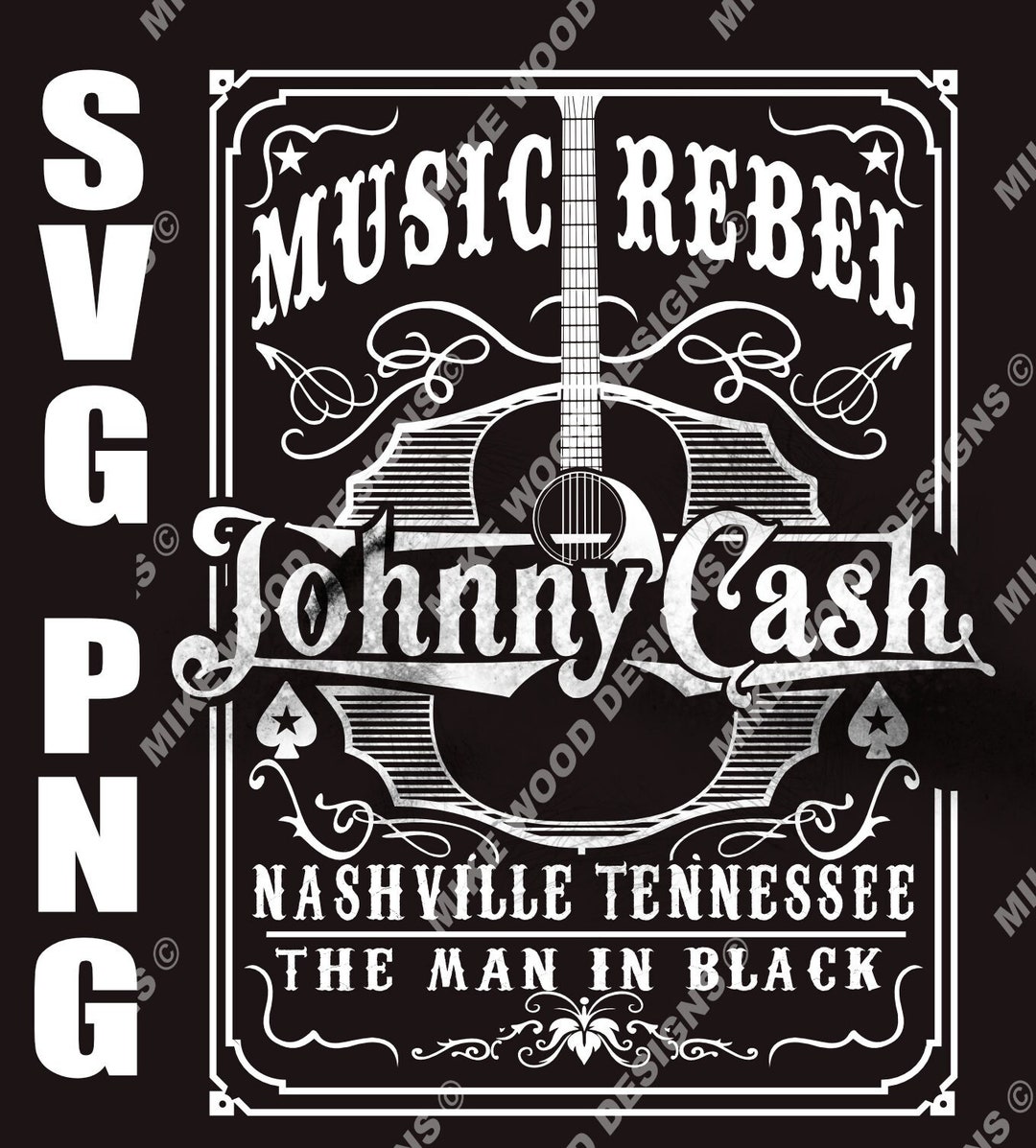Johnny Cash Music Rebel SVG PNG - Nashville Design (digital Download ...