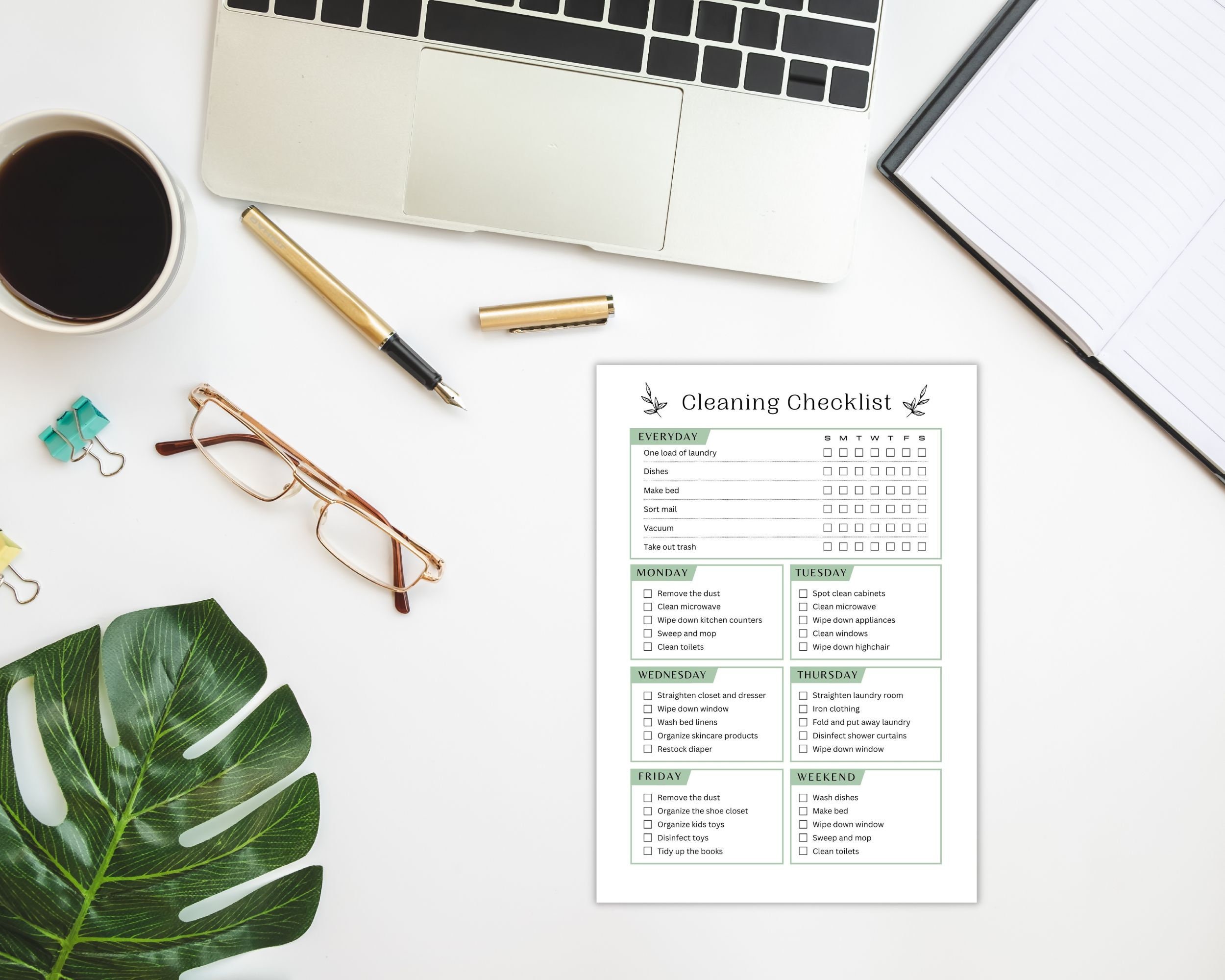 Digital Cleaning Checklist Weekly Cleaning Checklist Template, Weekly