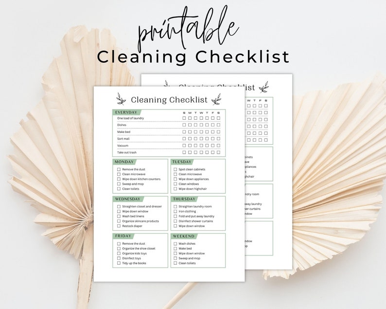 Digital Cleaning Checklist Weekly Cleaning Checklist Template, Weekly Cleaning Schedule