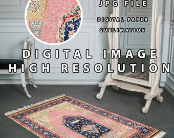 Oriental Turk and Persian Prayer Carpet Fabric Frame Design 21 / Digital Download / Commercial Use / Vintage Clipart JPG