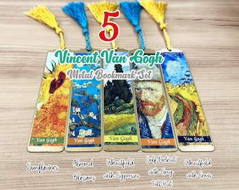 Van Gogh Metal Bookmark Set: Art Lover Gift, Includes Sunflowers / Limited Edition