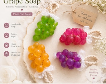 Handmade Decorative Grape Soap – Colorful Artisan Wedding Favors (Mixed Fruit Scent)
