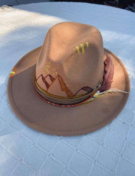 Fedora Mountains Embroidered Hat | Custom Embroidered  display picture 2