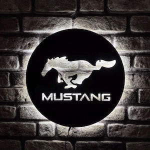 Ford Mustang Led Sign , Neon Sign , Mustang Logo Wall Decor , Ford Mustang Wall Decor , Wood Wall Art , Chirstmas Gift , Christmas