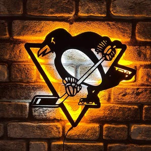 Pittsburgh Penguins Led Sign , LED Hockey Sports Fan Lamp , Custom Made Night Light Lamp , Wall Decor Man Cave , Valentine&#39;s day gift