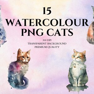 Watercolor Cats, Clipart Bundle, Printable Image, Digital Download, Scrapbooking Collection, Nursery Decor