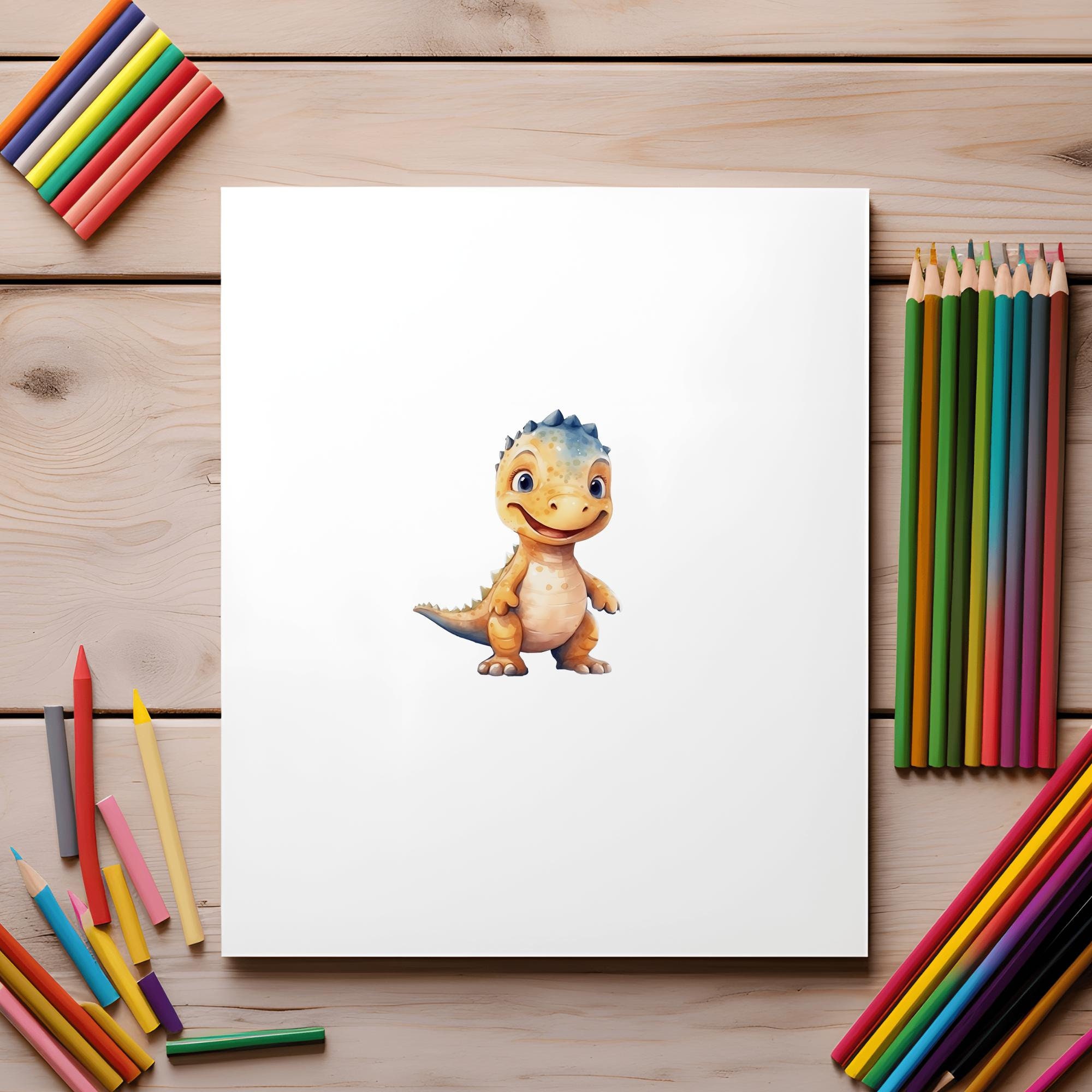 Cute Watercolor Dinosaurs Clipart, Baby Shower Bundle, T-rex ...