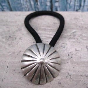 Sterling Silver Concho Hair Ties Ponytail Holder Southwestern Style Western Style Cowgirl Style Gift for Her Gift for Girl