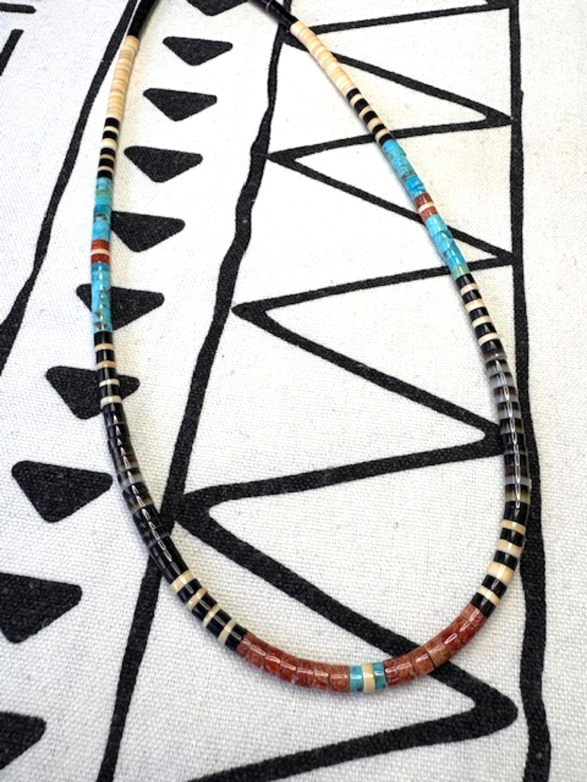 アクセサリー Kewa Pueblo Traditional Inly necklace Native American Jewelry Necklace C4439B - Adobe Gallery, Santa Fe