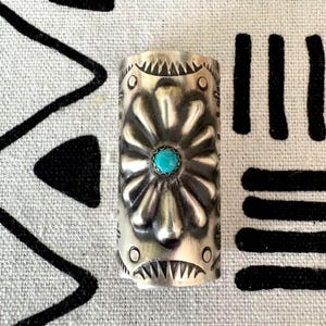Turquoise Sterling Silver Hair Clip Authentic Native Made  display picture 2