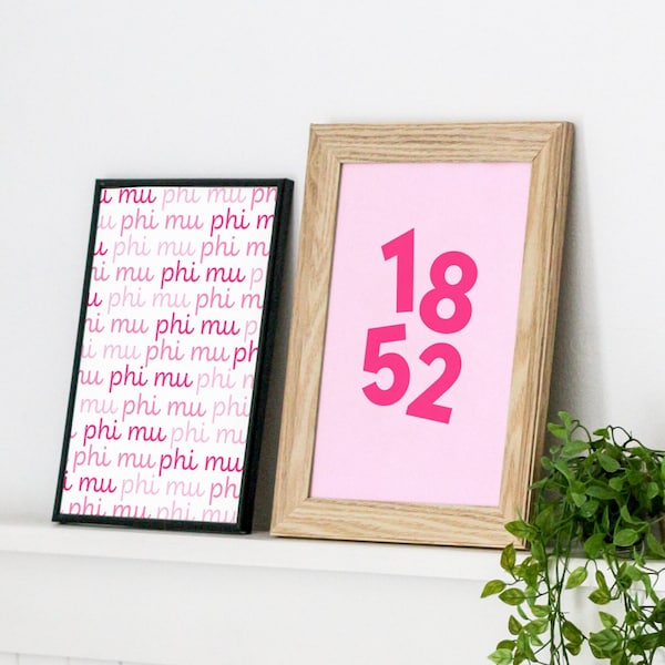 Phi Mu Print Set | Downloadable Sorority Big Little Initiation Bid Day Gift Pink Gallery Wall College Apartment LIOB Love Honor Truth 1852