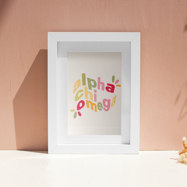 Alpha Chi Omega Print | AXO AChiO Bid Day Initiation Sorority Big Little Present Bright Color Gallery Wall Downloadable Poster College Girl