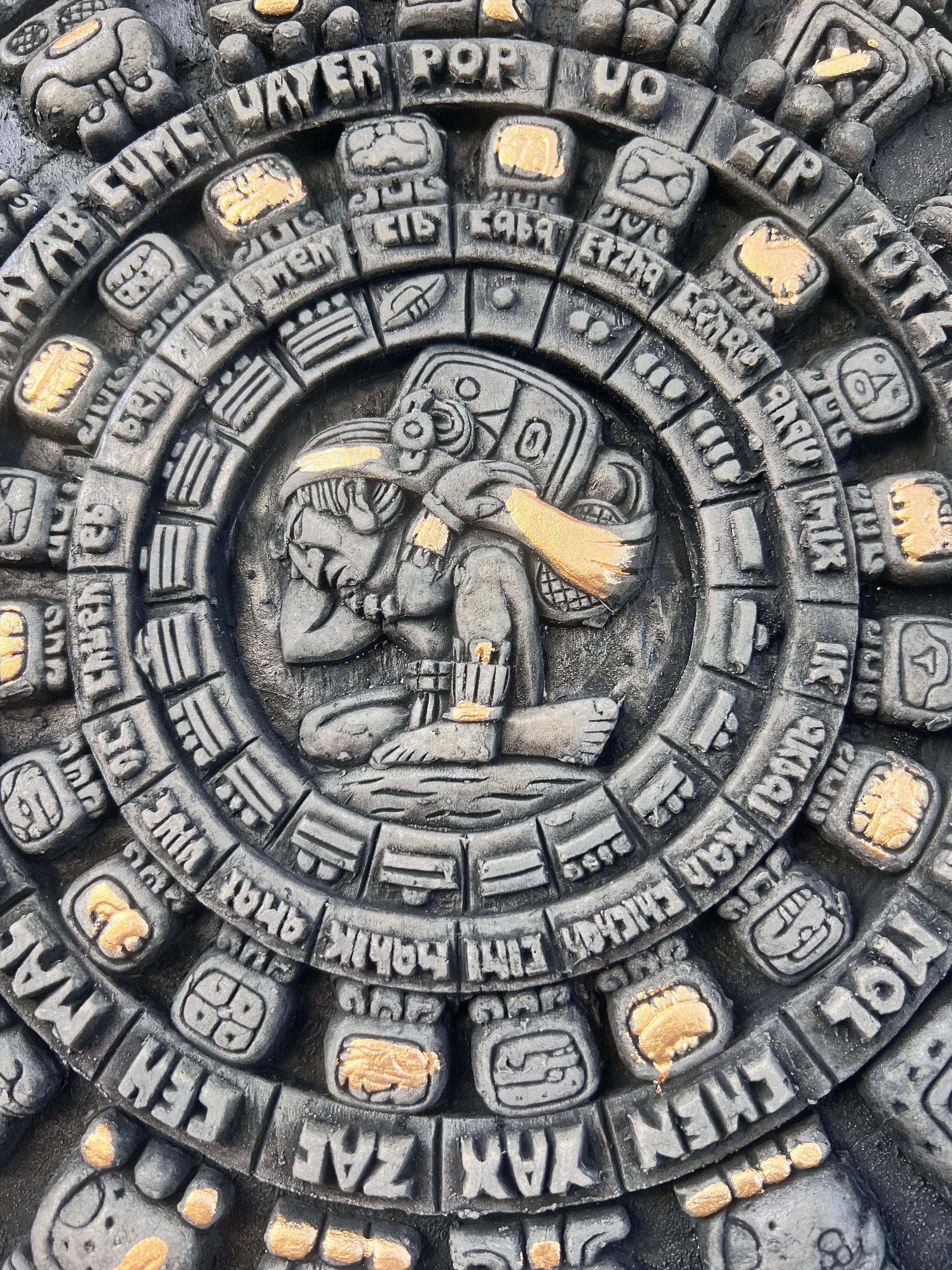 Mayan Aztec Calendar Wall Hanging Bold Black Metallic Finish Ancient ...