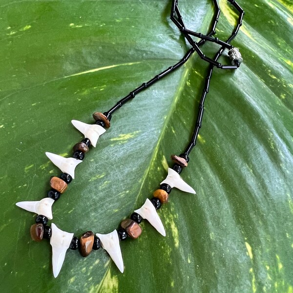 shark tooth Mexican beach wear necklace natural diente de tiburon gift