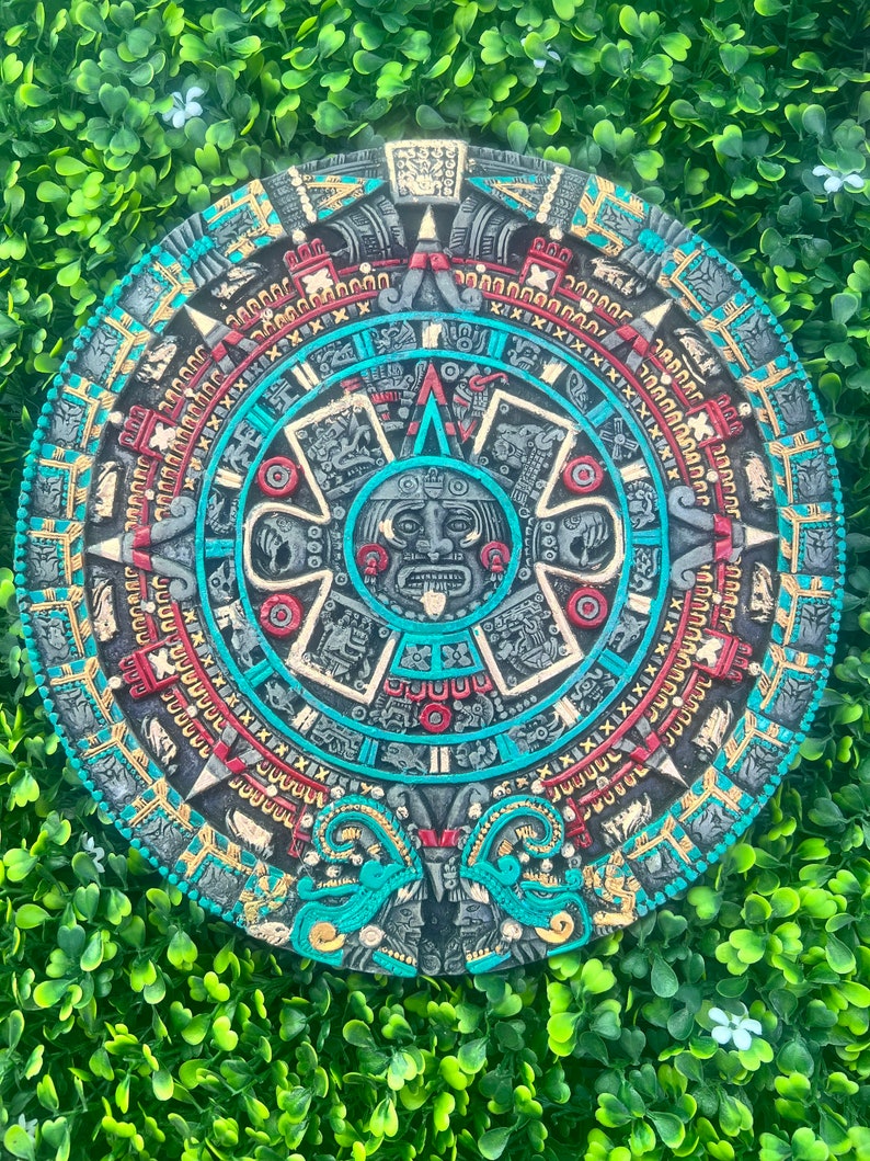 Aztec Calendar Mexica Glyphs Cement Wall Hanging Calendario Azteca ...