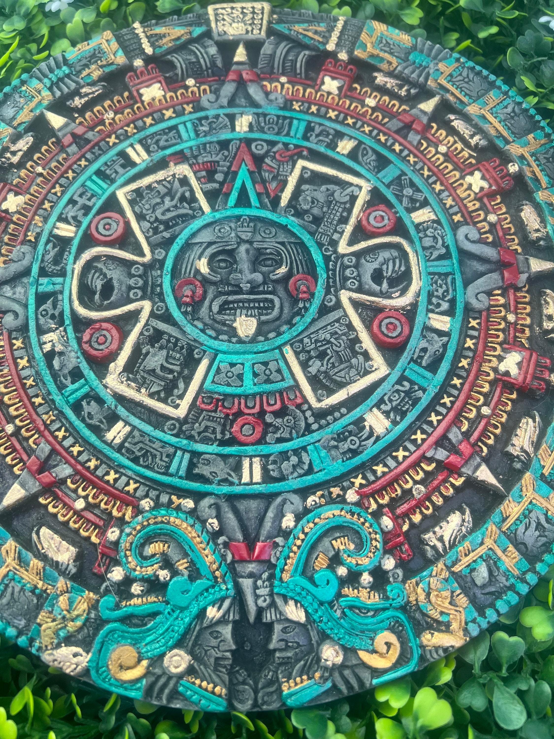 Aztec Calendar Mexica Glyphs Cement Wall Hanging Calendario Azteca ...