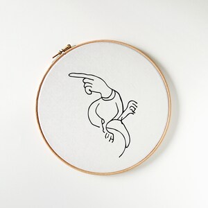 Dragon manicule embroidery pattern, Medieval manuscript embroidery, book embroidery, pointer finger embroidery pattern