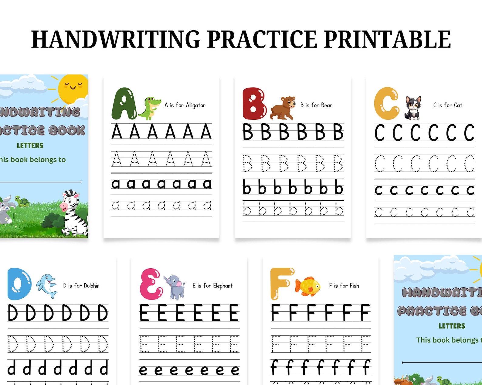 Handwriting Practice Worksheet for Toddlers Letter A to Z, Educational ...