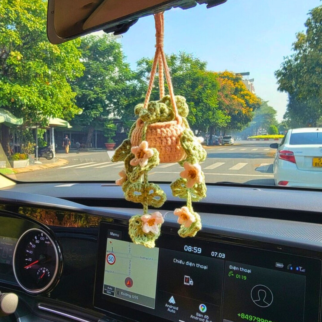 Décoration Voiture Pendentif Rétroviseur Fleur Crochet - Mignon En