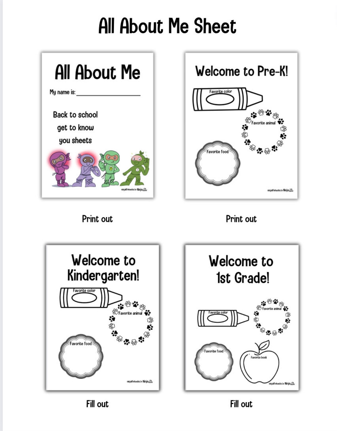 All About Me Sheets - Etsy