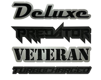 CUSTOM TEXT Brushed Metallic emblem, Custom Text Badge, Magnet, Stick on, Car name badge, Custom name badge