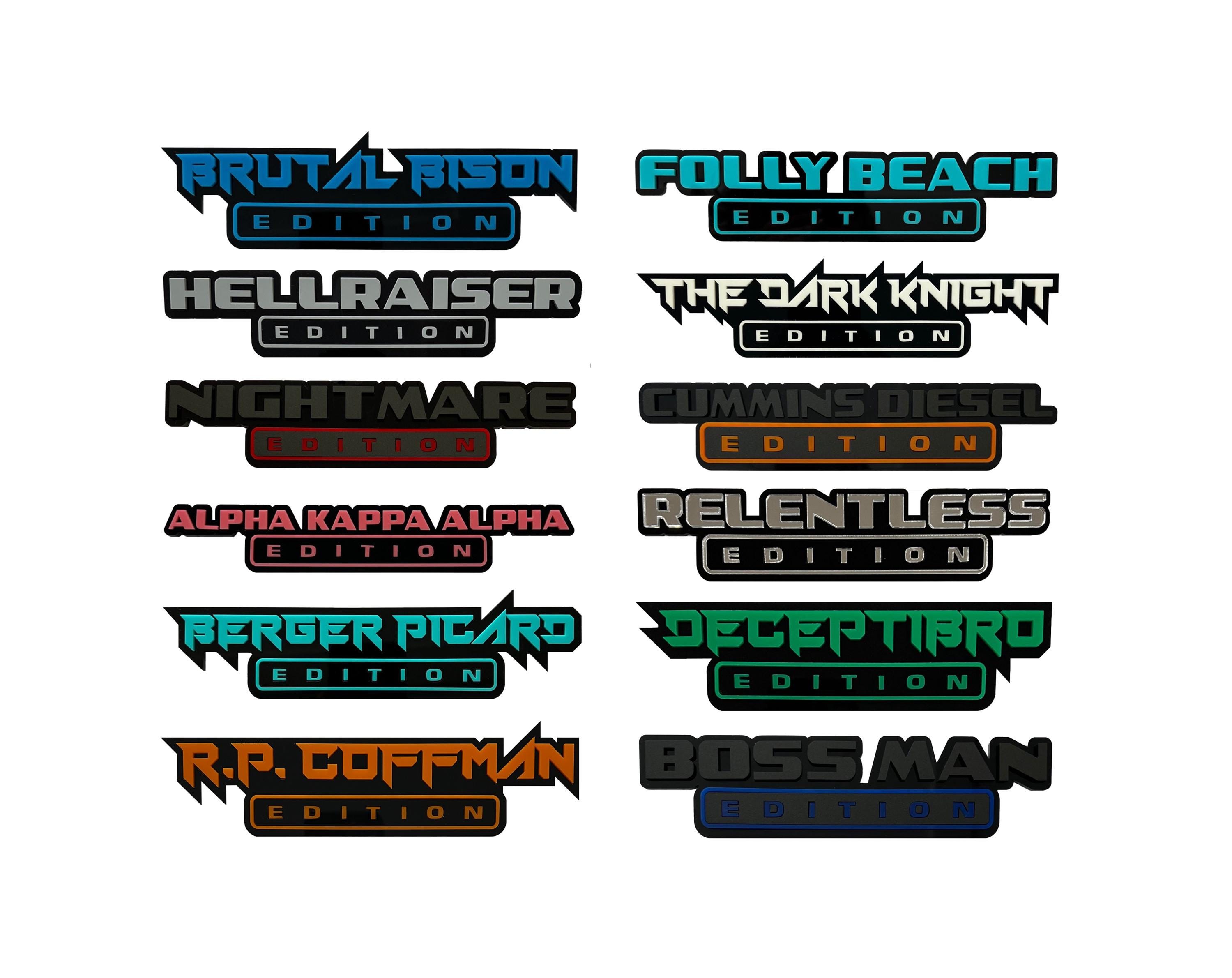 CUSTOM TEXT "EDITION" emblem, Car emblem, Car badge, Custom text badge, Edition badge, Custom edition badge, Truck accessory, Truck emblem
