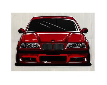 E36 Car Artwork FRONT VIEW, Full acrylic car artwork, Garage art, Office art