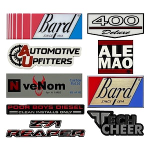 Resin Coated CUSTOM Placard, Custom Text Name Badge Magnet, Stick on, visor clip / Car name badge / Tool box name badge