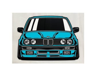 E30 Car Artwork, Full acrylic car artwork, Garage art, Office art