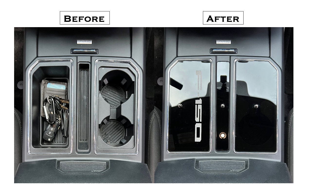 INTGET – Copertura Per Bracciolo Centrale Ford F150 (2015-2020), In Pelle, Protegge Da Graffi E Usura, Cuciture Rosse.