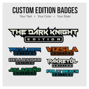 Custom Text "EDITION" emblem, Car emblem, Car badge, Custom text badge, Edition badge, Custom edition badge, Truck accessory, Truck emblem