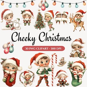 Clipart elfo di Natale acquerello, Clipart di Natale, carino Natale, PNG, decorazioni natalizie, elfi ragazzo ragazza, elfi di Natale, clipart elfo,