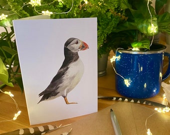 The Puffin A6 greeting card - featuring watercolour artwork by Maddie Heaver