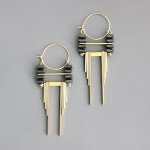 Artdeco hematite hoop earrings CHRE54
