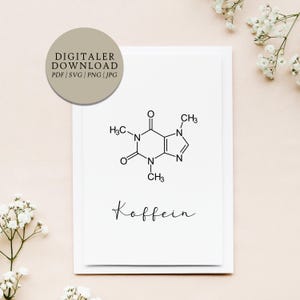 molécula de cafeína | Arquivo de impressão digital | Presente Amante de café Beber café Despertador Pick-Me-Up Elixir da vida Trabalho de escritório Café Bar