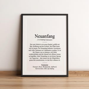 Definition Neuanfang Dudenstil Poster | Geschenk Neustart Neuer Abschnitt Neustart Trennung Abschluss Neugründung Trauer