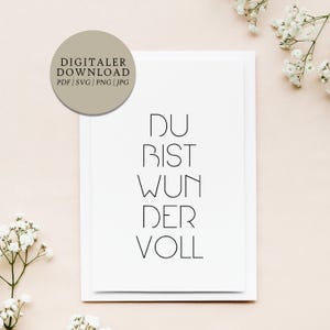 Você é maravilhoso | Arquivo de impressão digital pôster cartão postal | Ideia de presente Força interior Amigos Família Afirmação Aniversário Casa