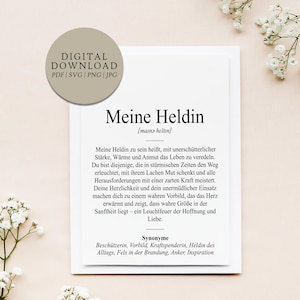 Definición Mi Heroína Dudenstil | Archivo de impresión digital | Regalo Mujer fuerte Animadora Modelo a seguir Luchadora Fuerza Orgullo Éxito Heroína cotidiana