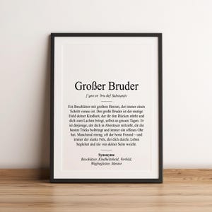 Definition Großer Bruder Dudenstil | Poster | Geschenk für Bruder Stiefbruder Freund | Anlass Geburtstag Dankeschön Weihnachten