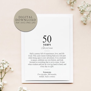 Definitie 50 jaar Duden | digitaal afdrukbestand | cadeau voor vijftigste verjaardag verjaardagscadeau vijftig rond verjaardag
